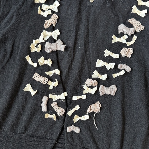 Knitted and Knotted Anthropologie black cardigan with bows - Picture 3 of 5